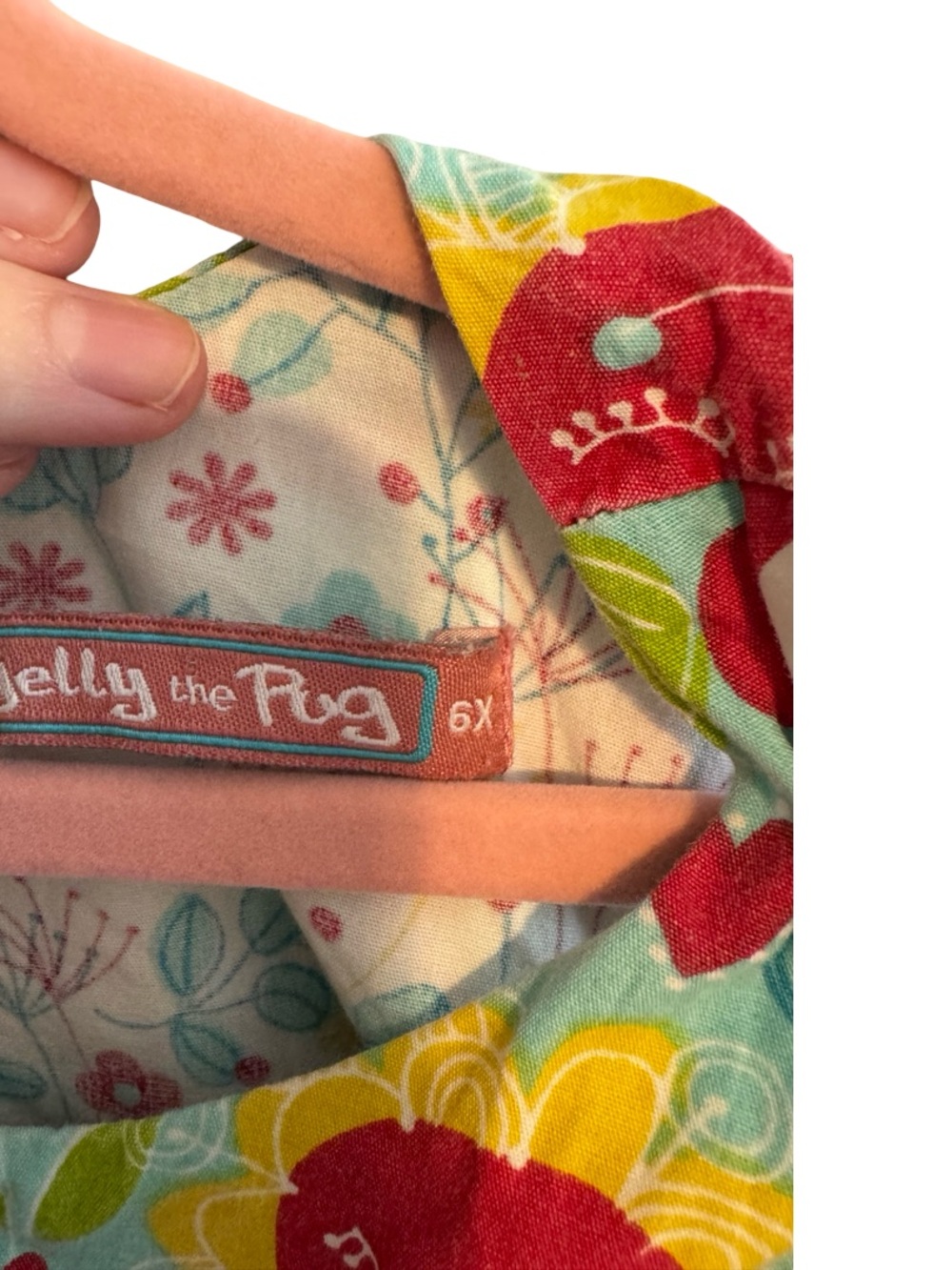 Jelly the Pug Girls Floral Tunic Top Size 6X Blue Red Printed Tank Shirt - Picture 3 of 8